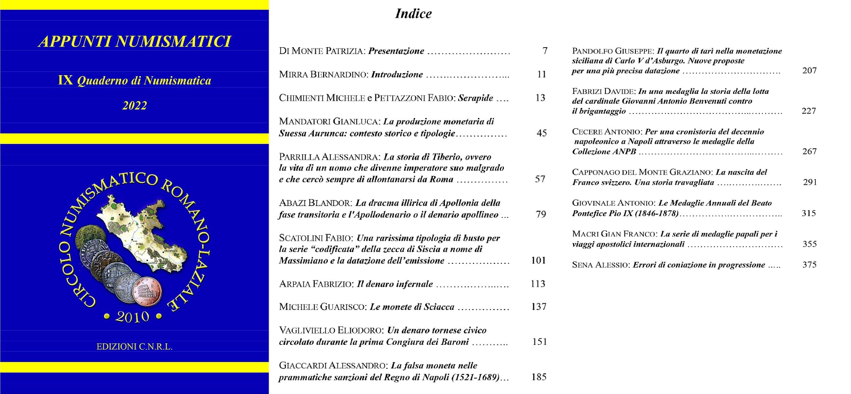 Appunti Numismatici 2022